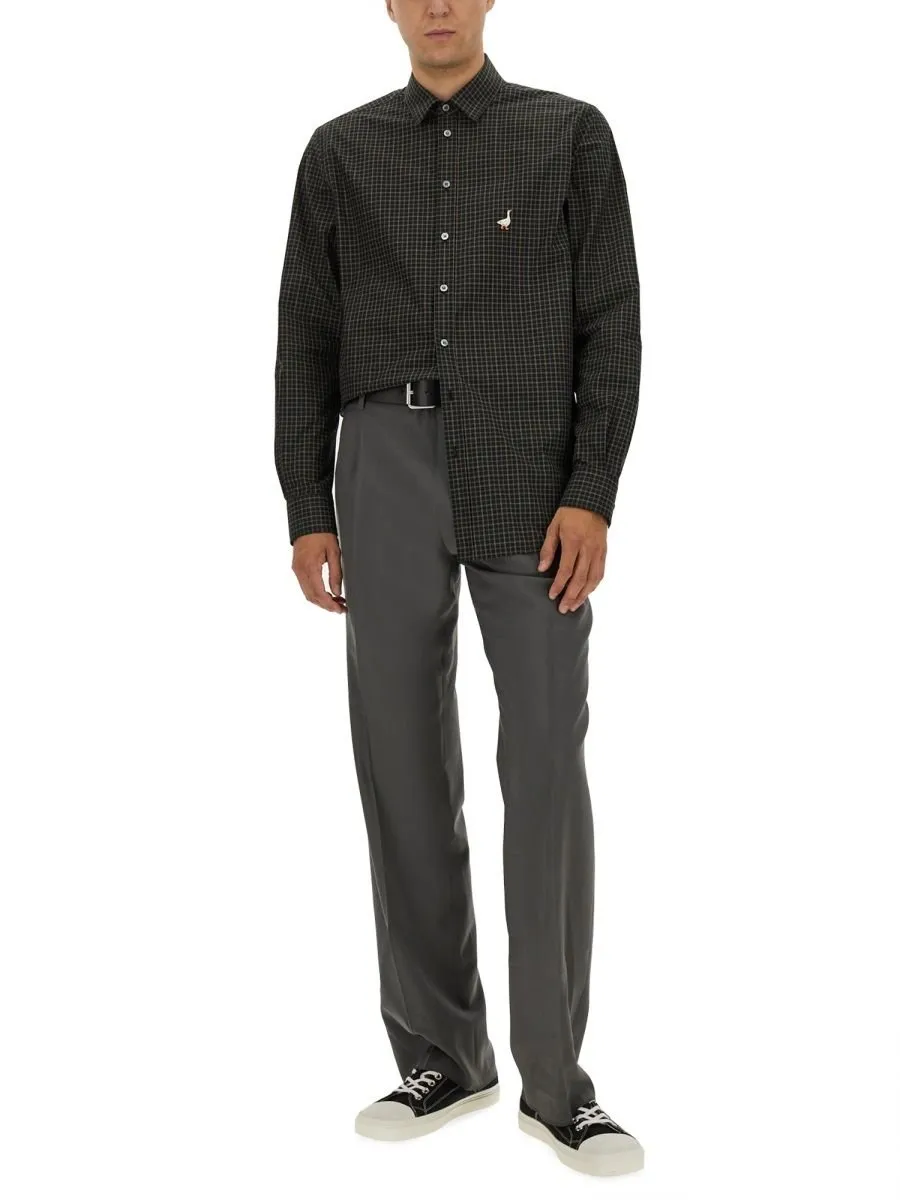 Moschino Goose Embroidered Checked Shirt