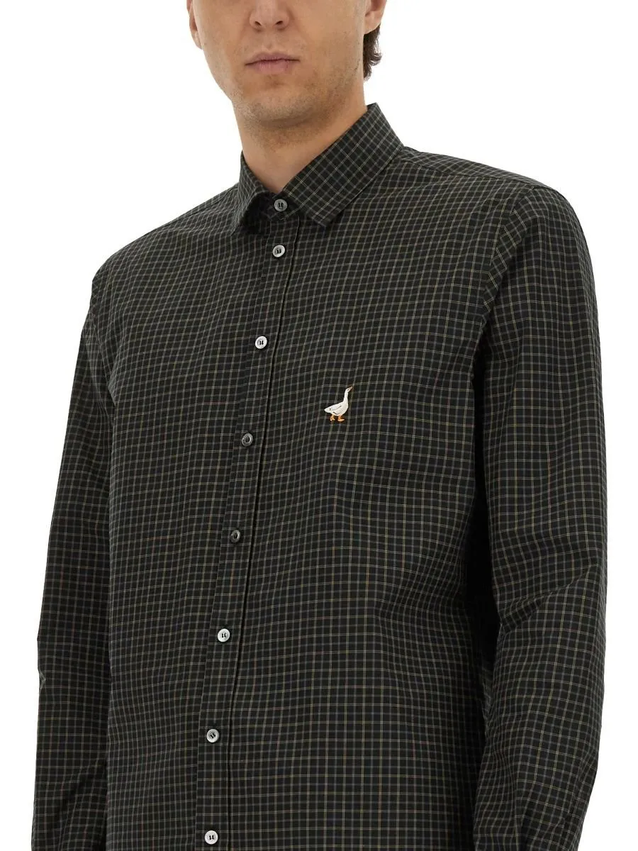 Moschino Goose Embroidered Checked Shirt