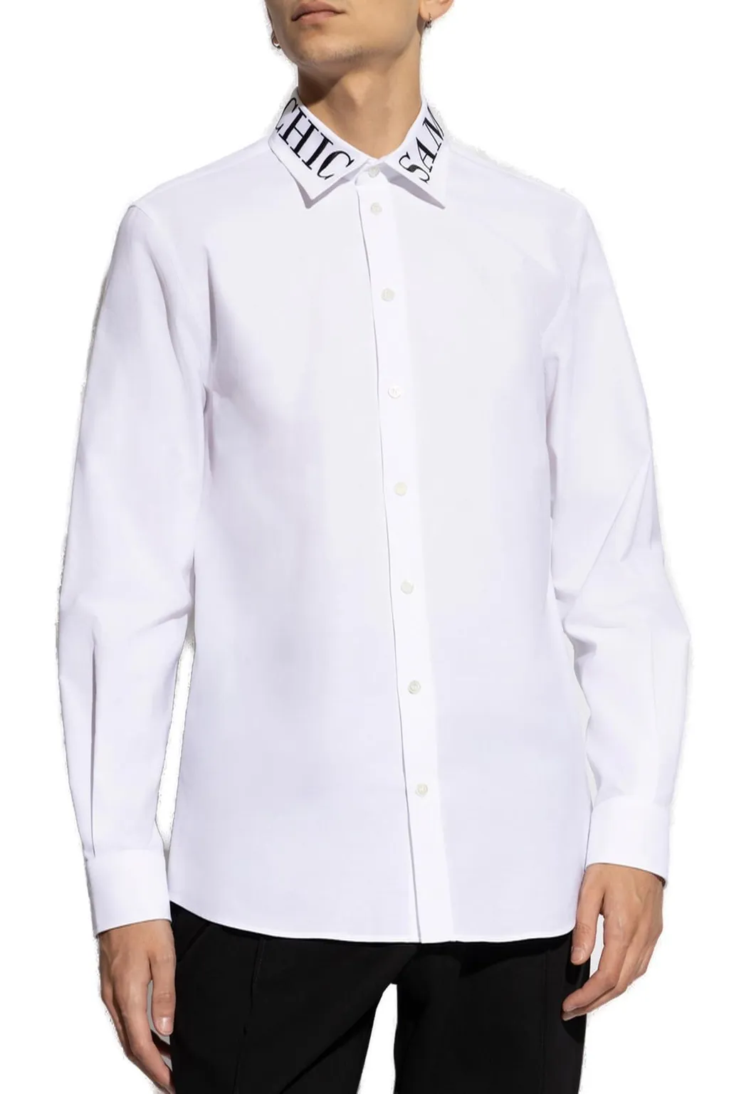 Moschino Slogan Embroidered Curved Hem Shirt