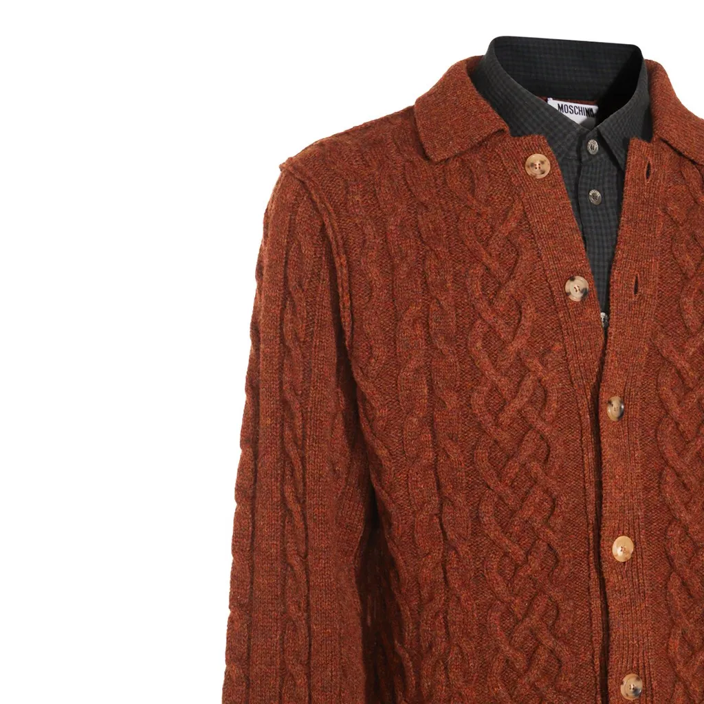 Moschino Shetland Plaid Pattern Cardigan