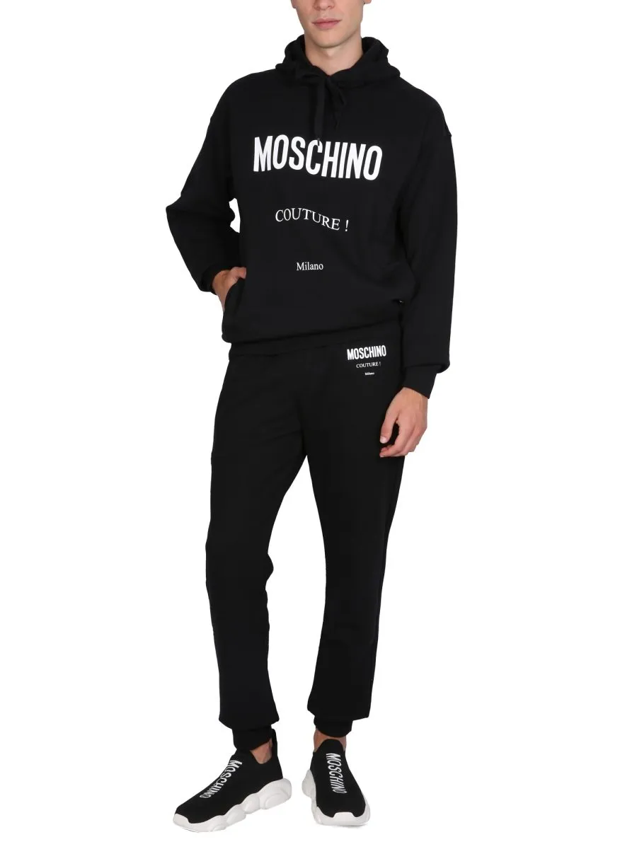 Moschino Logo Printed Drawstring Hoodie