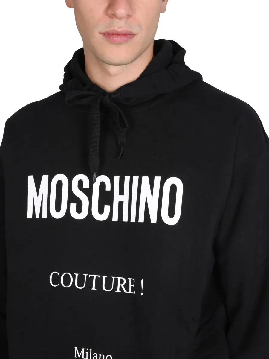 Moschino Logo Printed Drawstring Hoodie