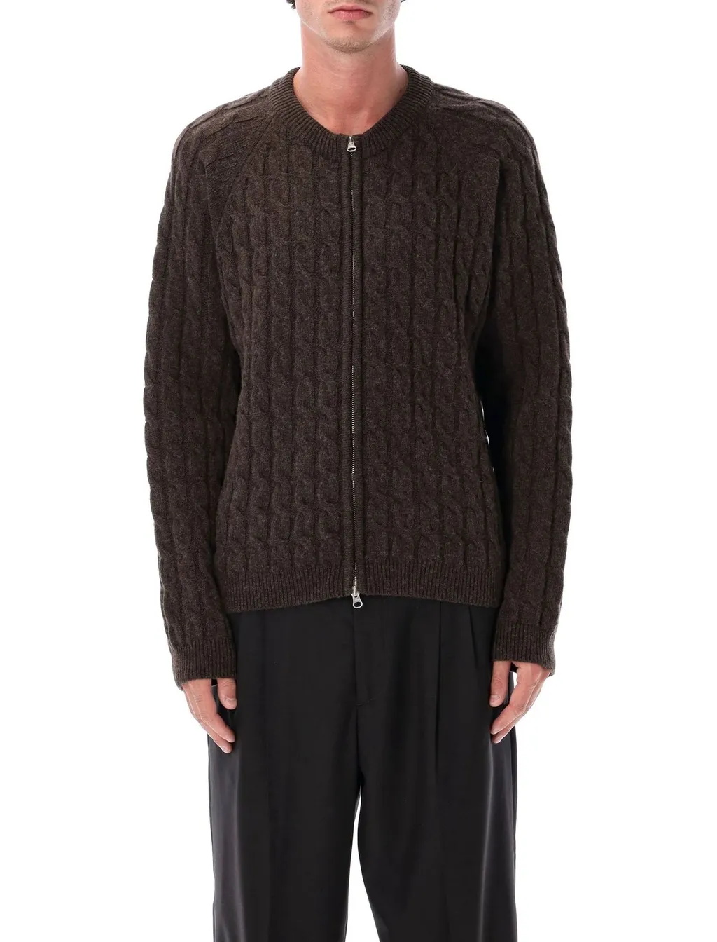 Mfpen Editor Cable Knit Zip Sweater