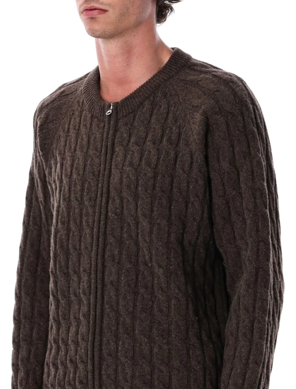 Mfpen Editor Cable Knit Zip Sweater
