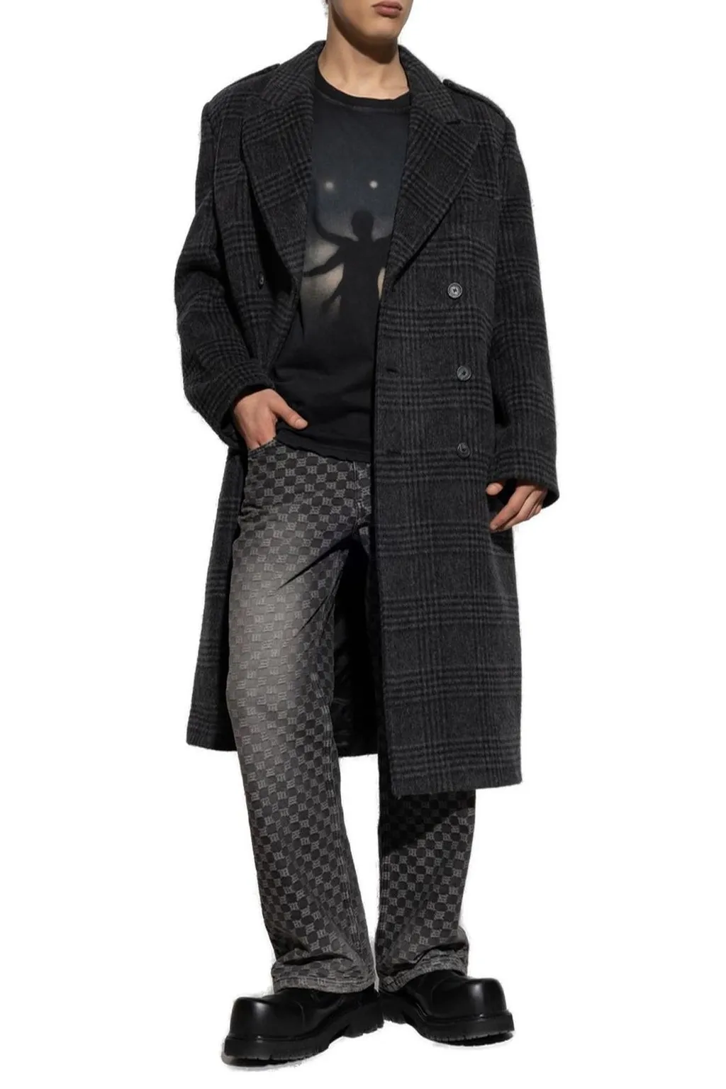 Misbhv Double-Breasted Checked Coat