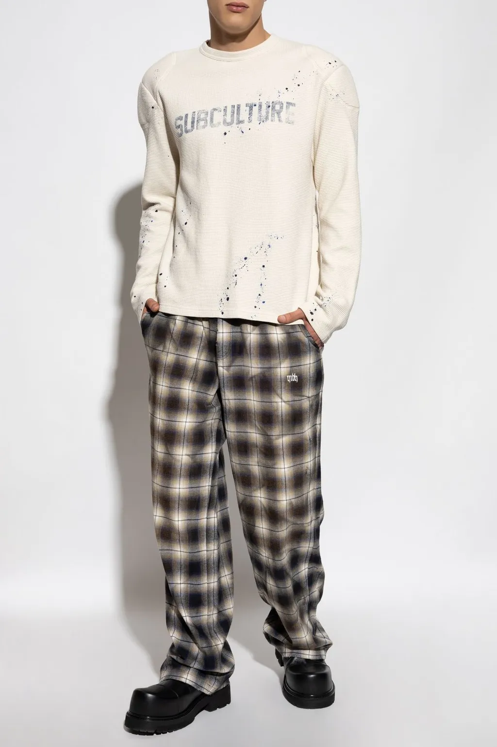 Misbhv Straight Leg Plaid Trousers