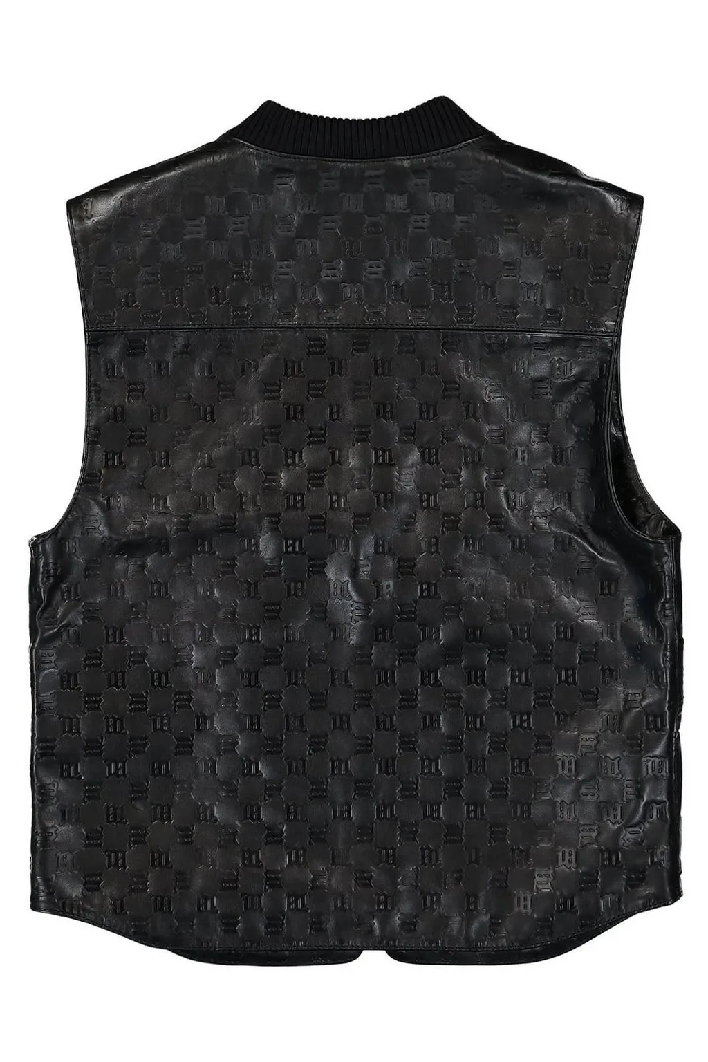 Misbhv Leather Monogram Embossed Zipped Vest