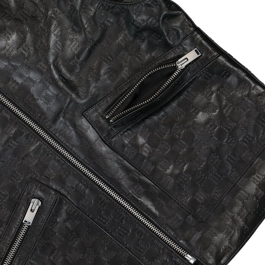 Misbhv Leather Monogram Embossed Zipped Vest