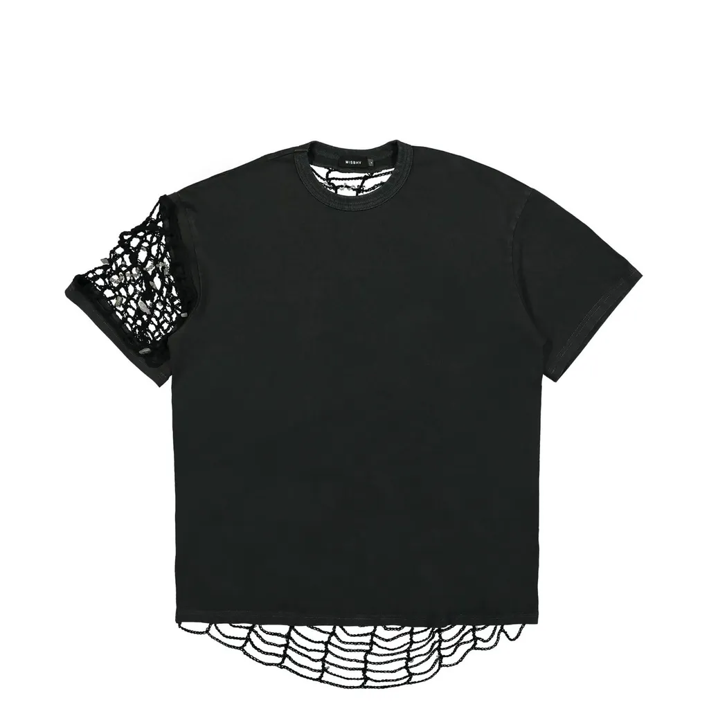 Misbhv Crochet-Panelled Spider Web Pattern T-Shirt