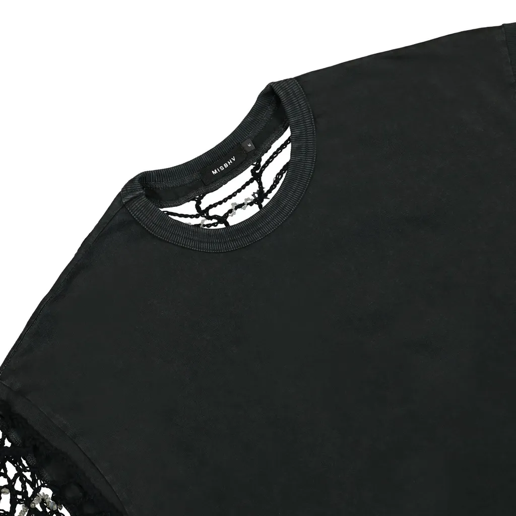 Misbhv Crochet-Panelled Spider Web Pattern T-Shirt