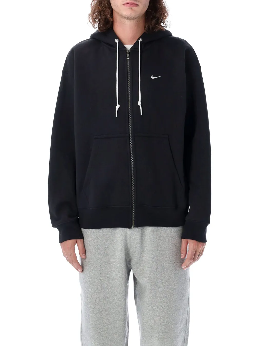 Nike Solo Swoosh Zip-Up Drawstring Hoodie