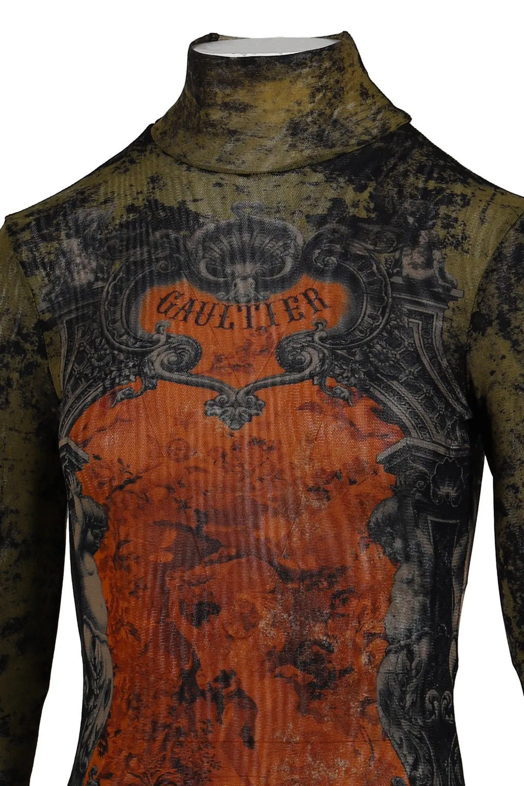 Mesh Body With Open Back Printed / Blk/Kha/Org M_Daillon