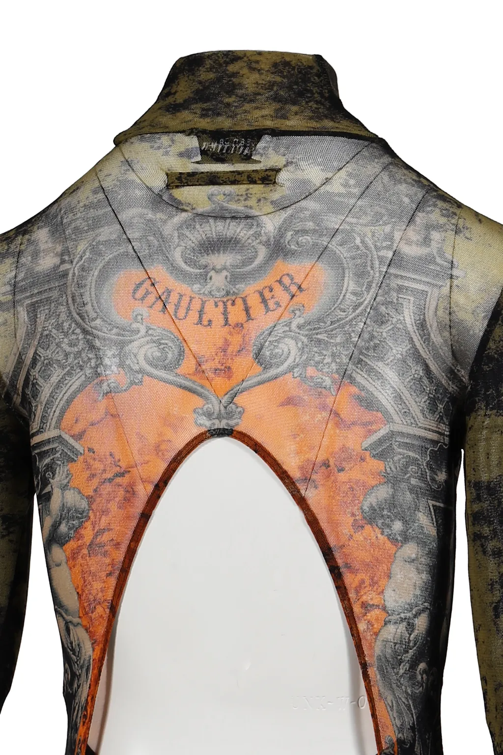 Mesh Body With Open Back Printed / Blk/Kha/Org M_Daillon