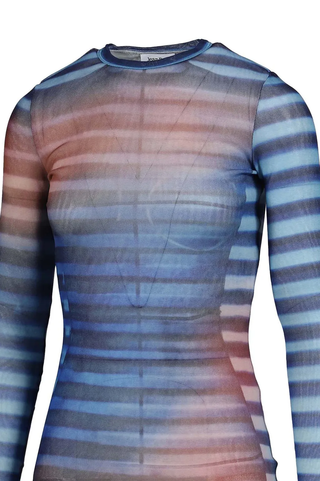 Mesh Long Sleeves Top Printed / Lightblu Blu Peach Air