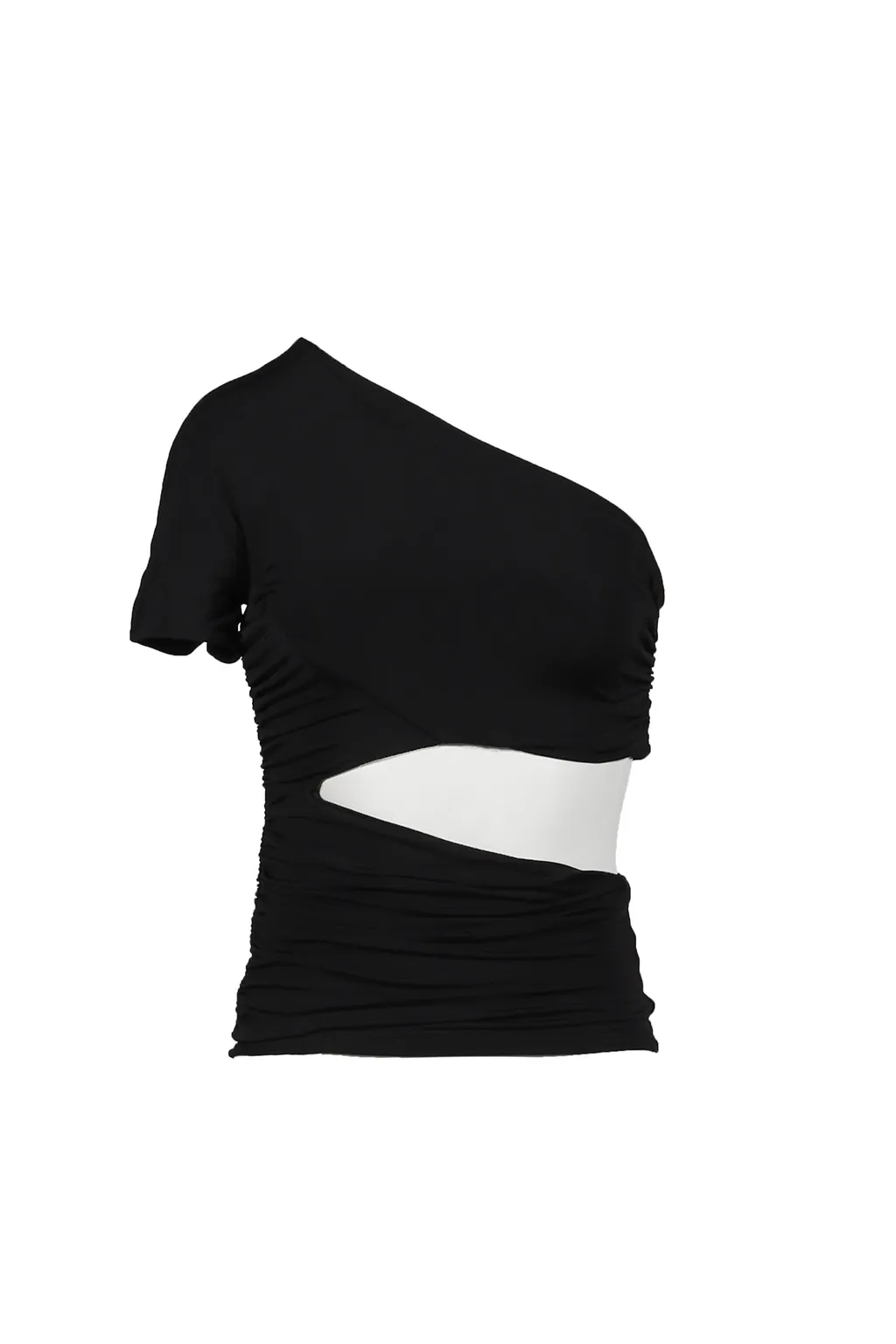 One Shoulder Wrap Tee / Black