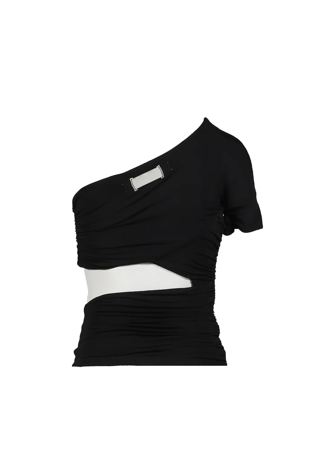 One Shoulder Wrap Tee / Black