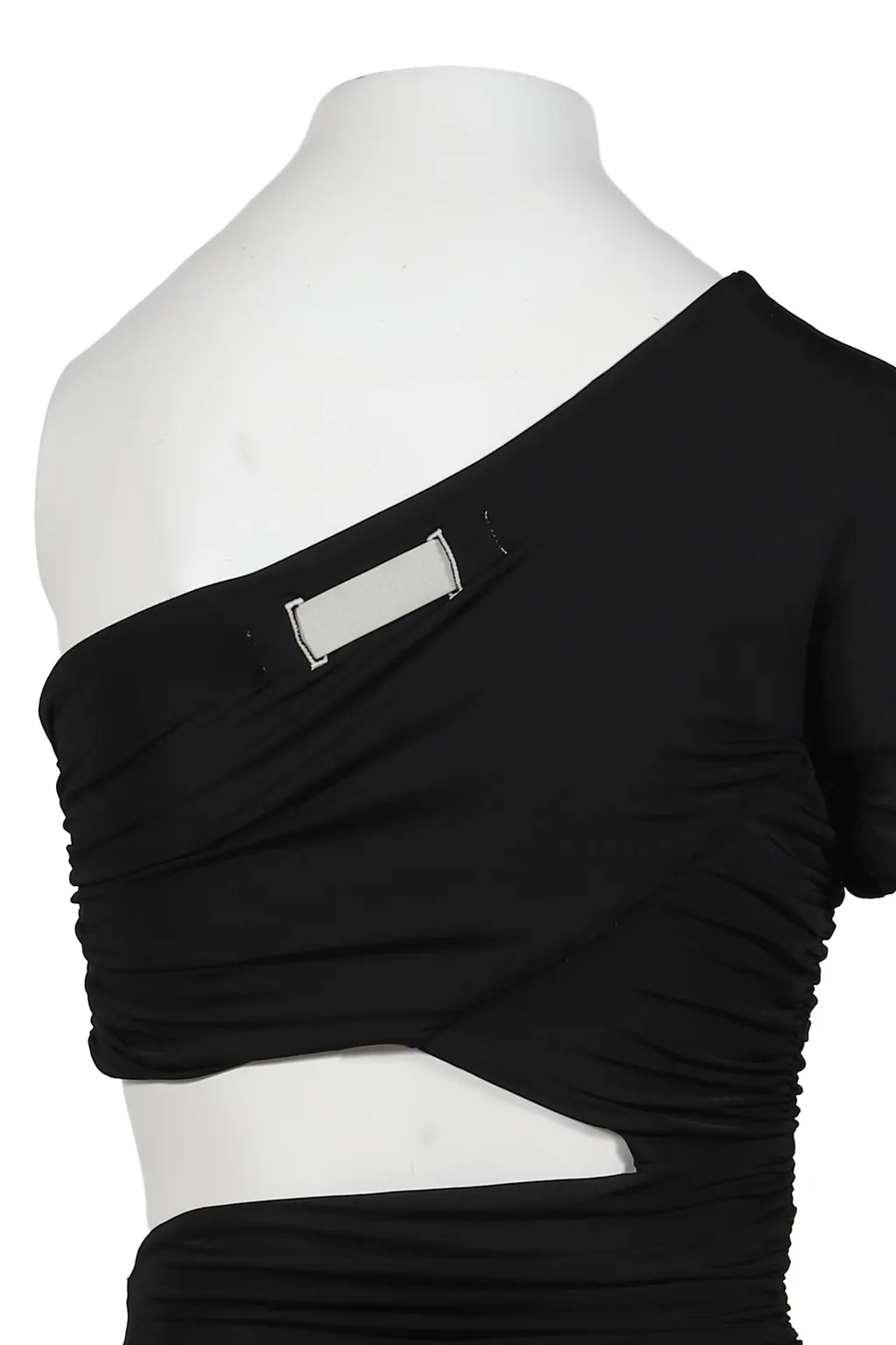 One Shoulder Wrap Tee / Black