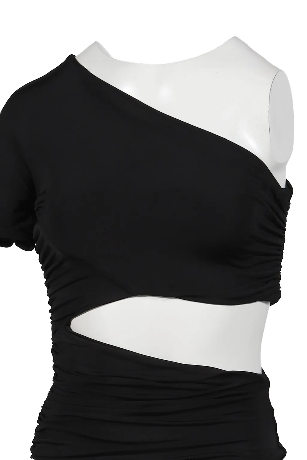 One Shoulder Wrap Tee / Black
