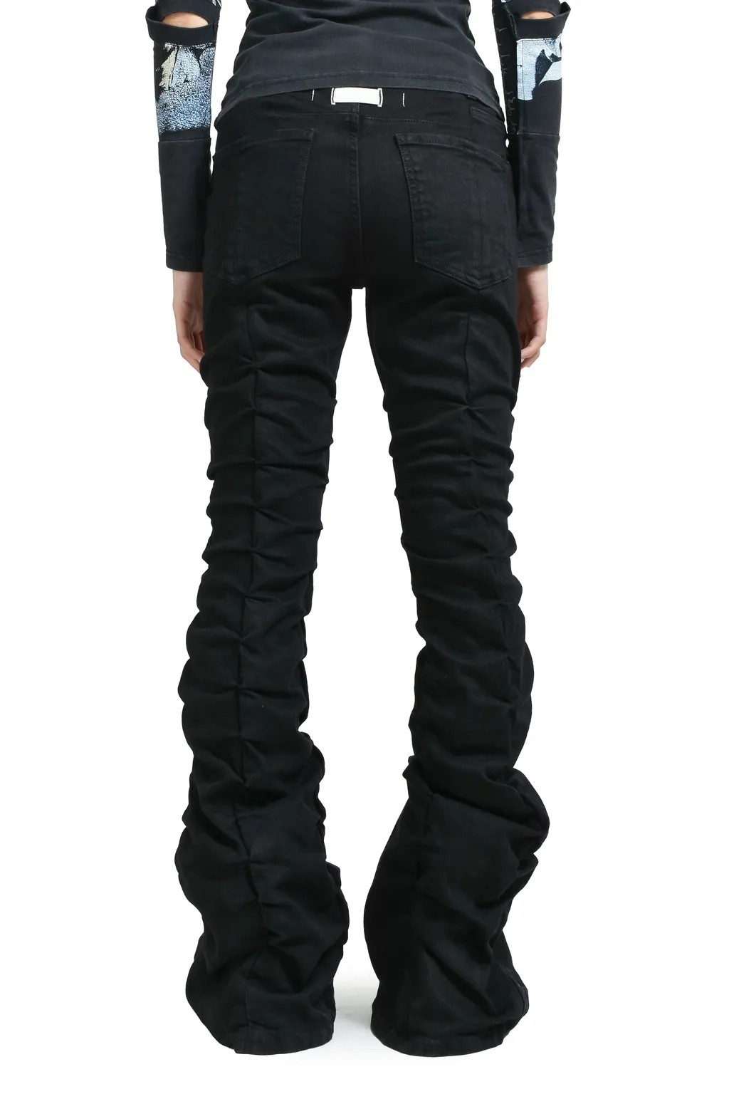 High Waist Lace Up Flare / Blk