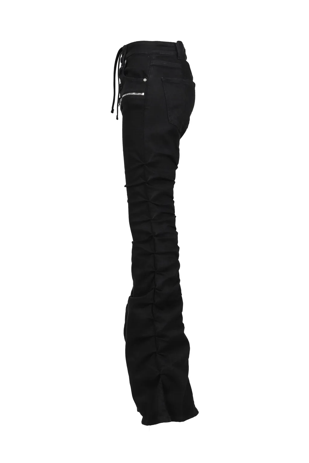 High Waist Lace Up Flare / Blk