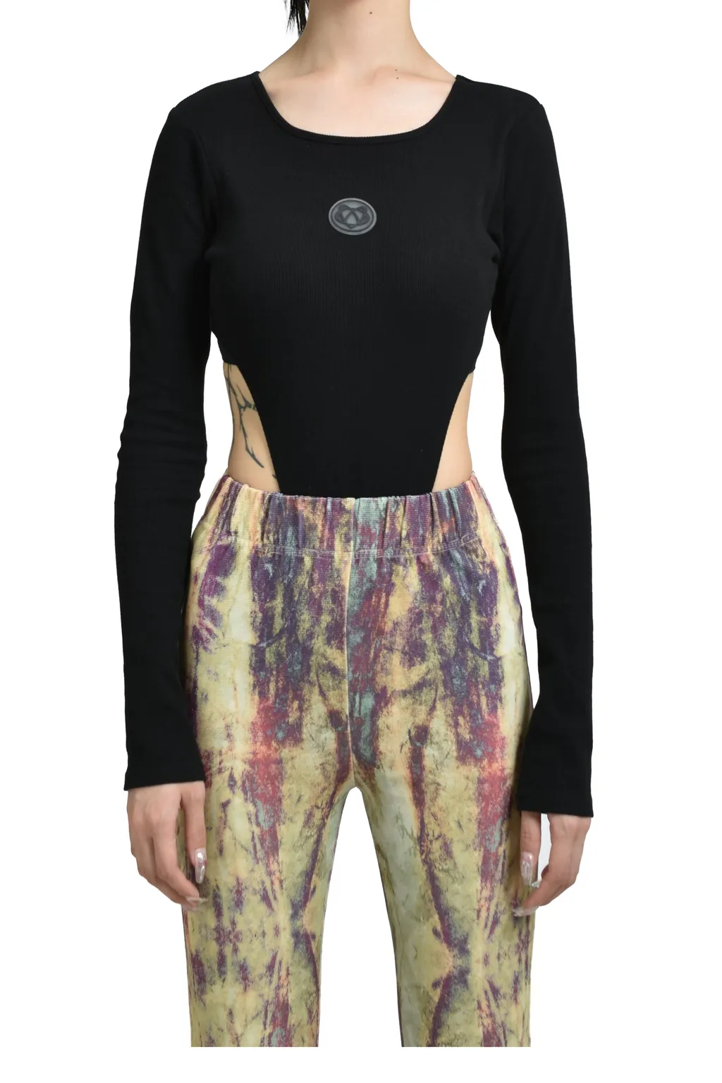 Rib Cut Bodysuits / Black