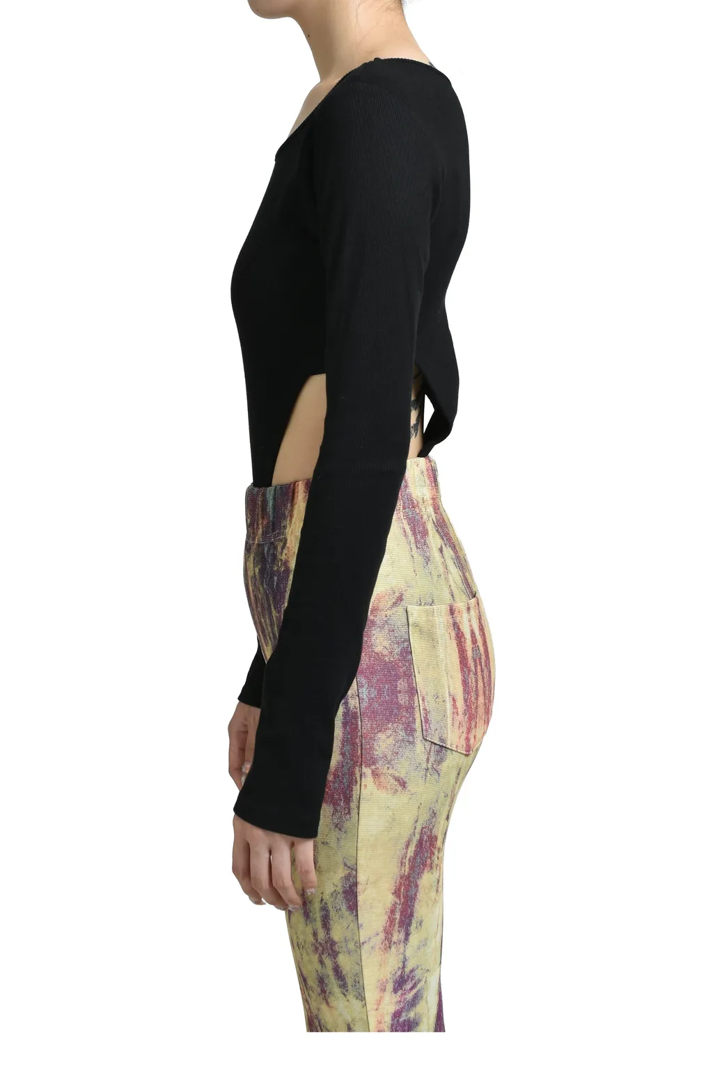 Rib Cut Bodysuits / Black
