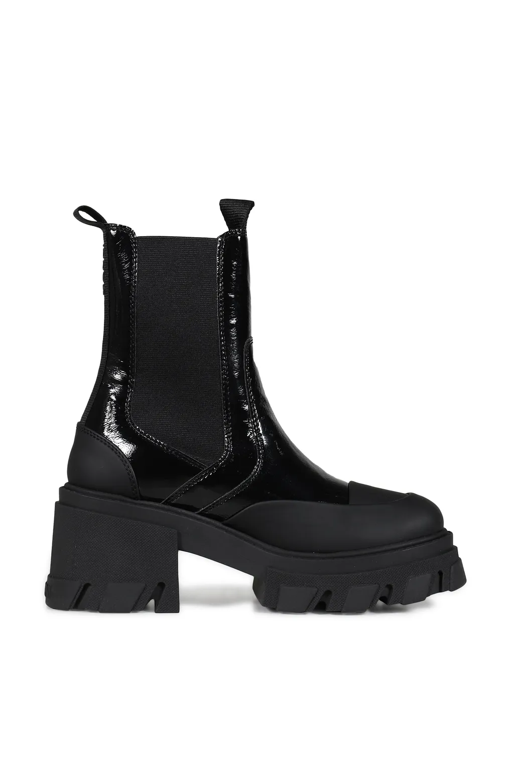 Cleated Heeled Mid Chelsea Boot Naplack / Blk