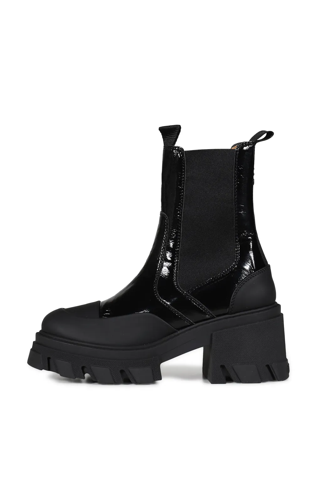 Cleated Heeled Mid Chelsea Boot Naplack / Blk