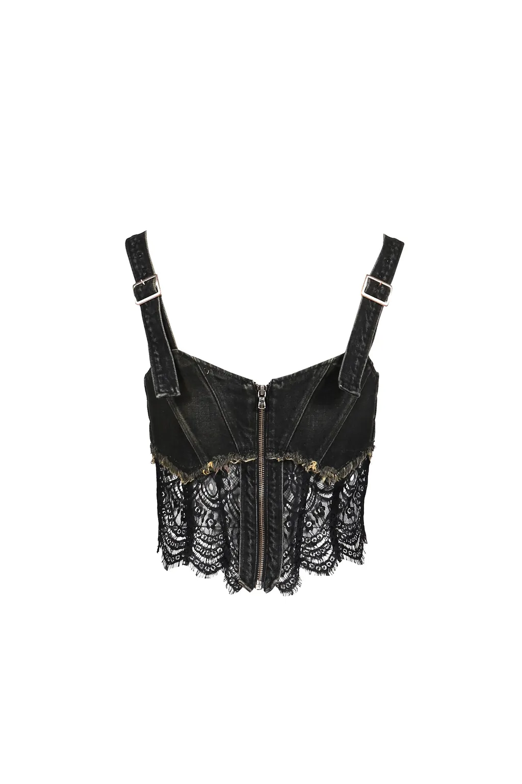 Denim Lace Combi Bustier / Blk