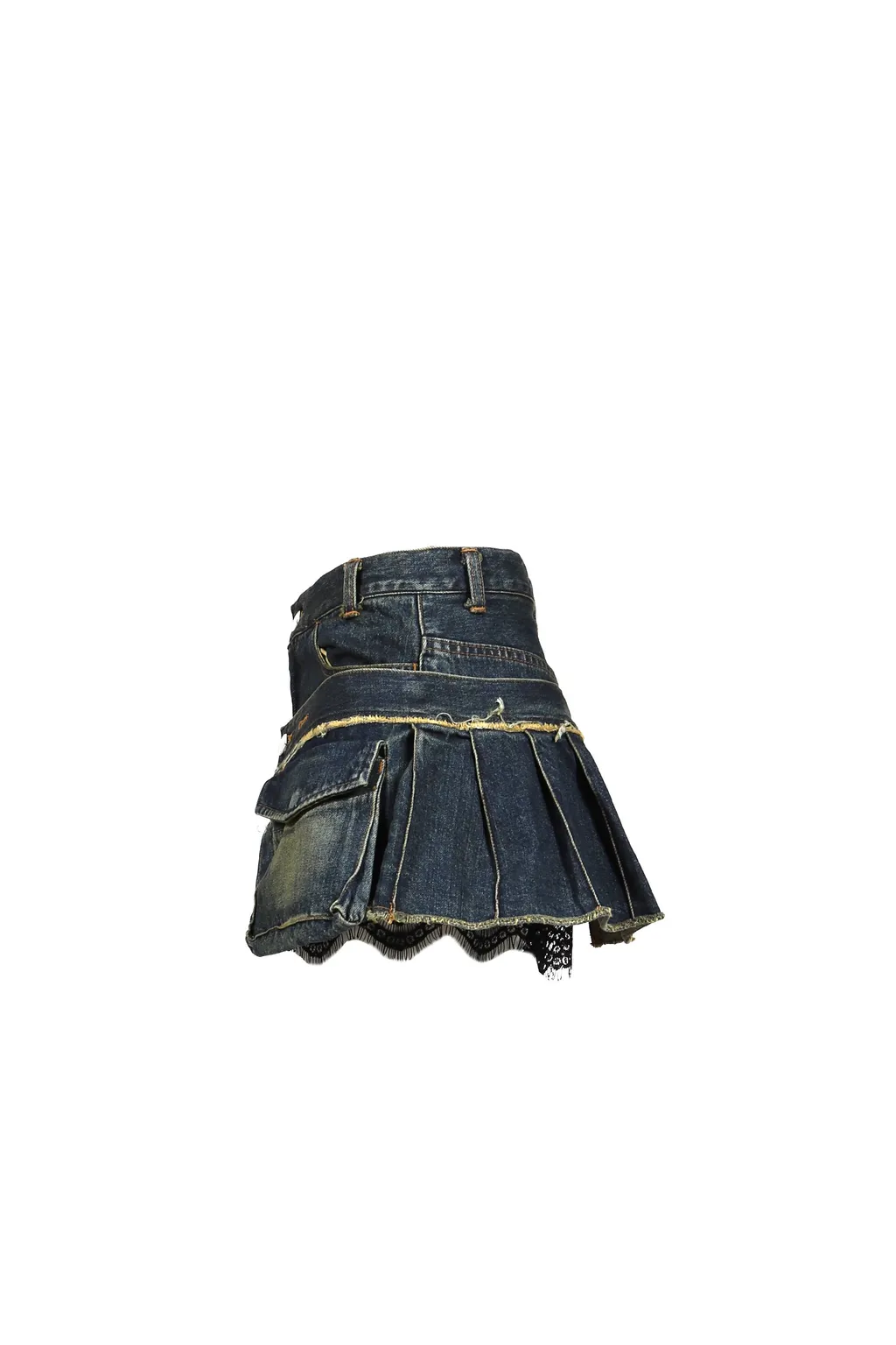 Denim Lace Combi Shortpants / Blu