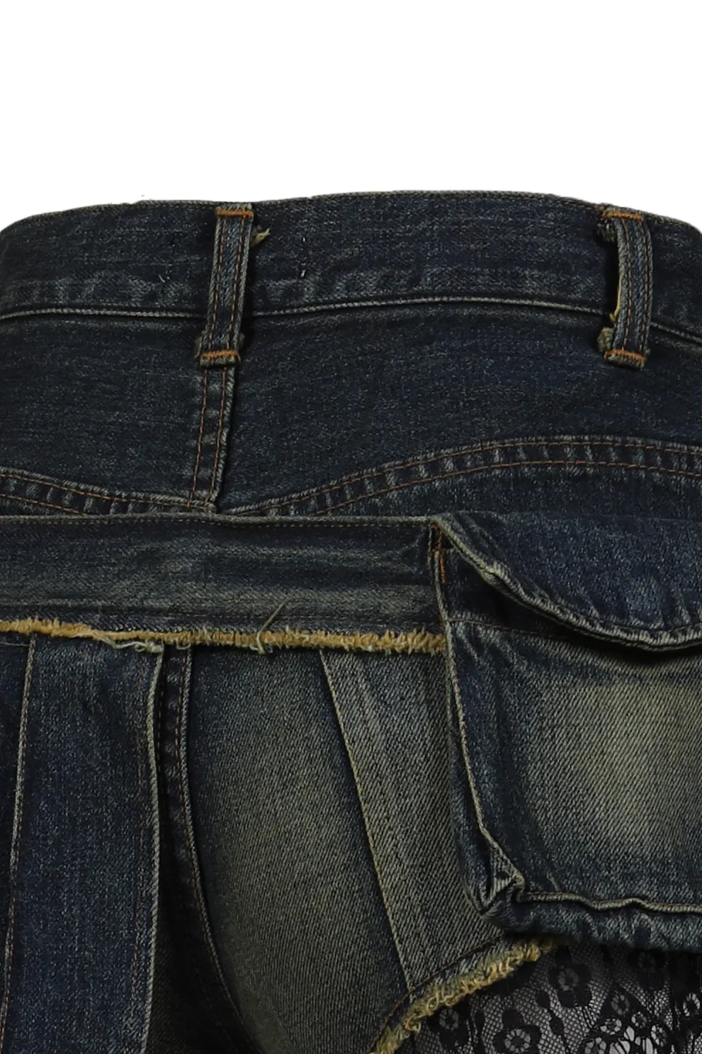 Denim Lace Combi Shortpants / Blu