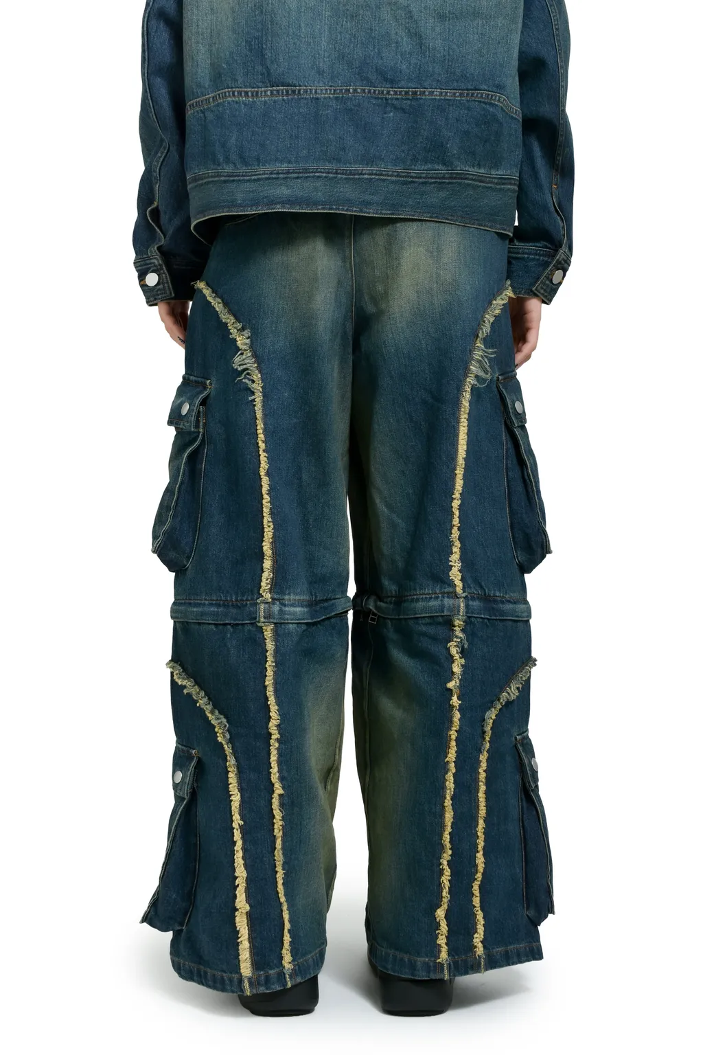 Split Denim Cargo Pants / Blue