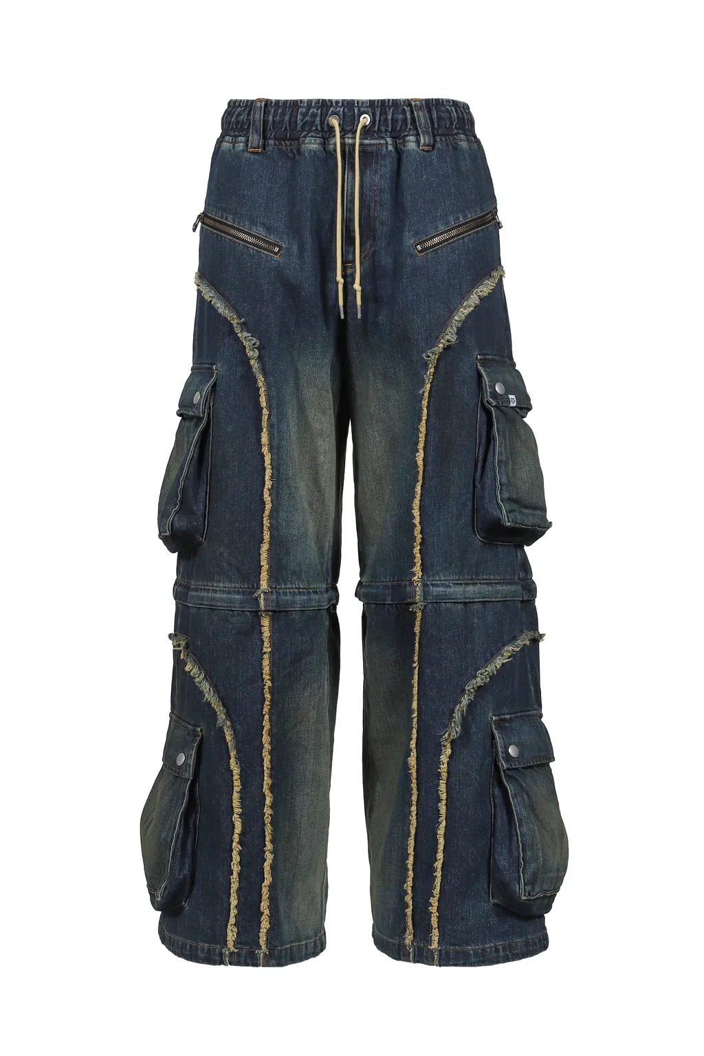 Split Denim Cargo Pants / Blue