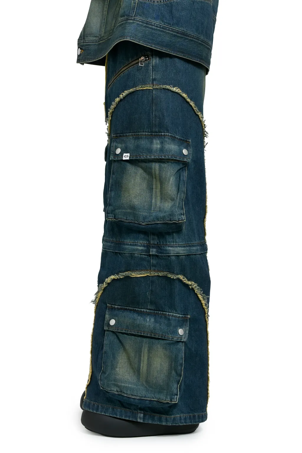 Split Denim Cargo Pants / Blue