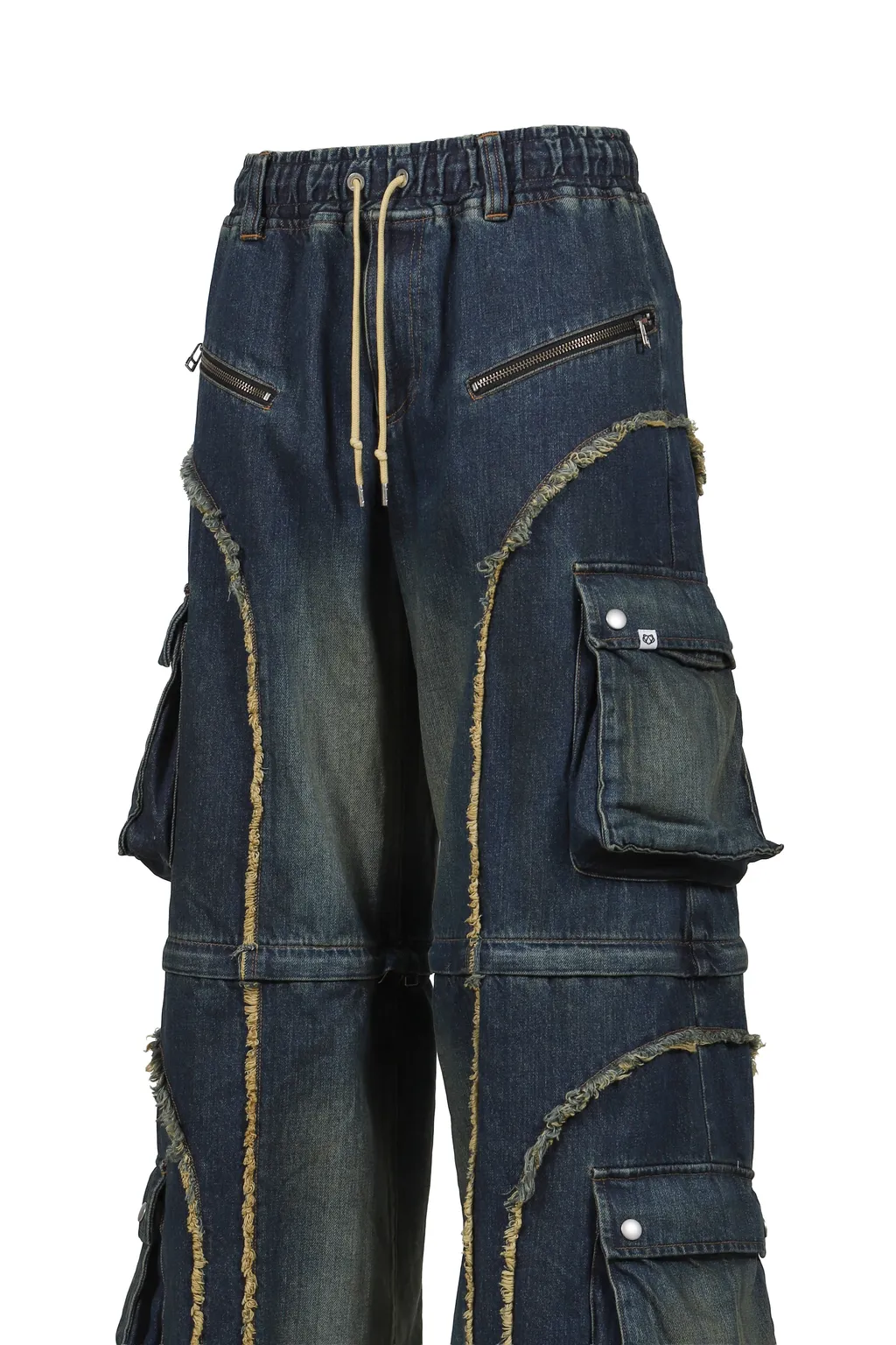Split Denim Cargo Pants / Blue