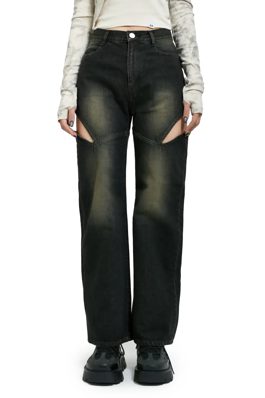 Cutoff Denim Pants / Black