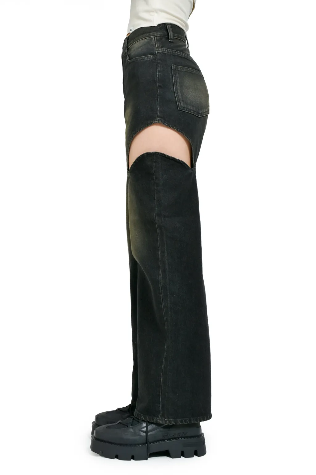Cutoff Denim Pants / Black