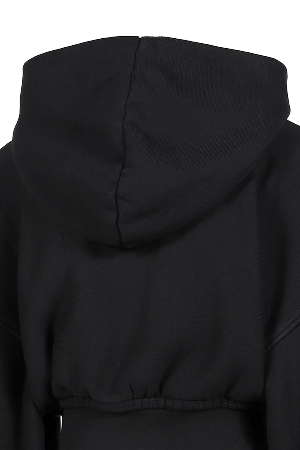 Cropped Zip Up Hoodie With Branded Seam Label / Faded Blk