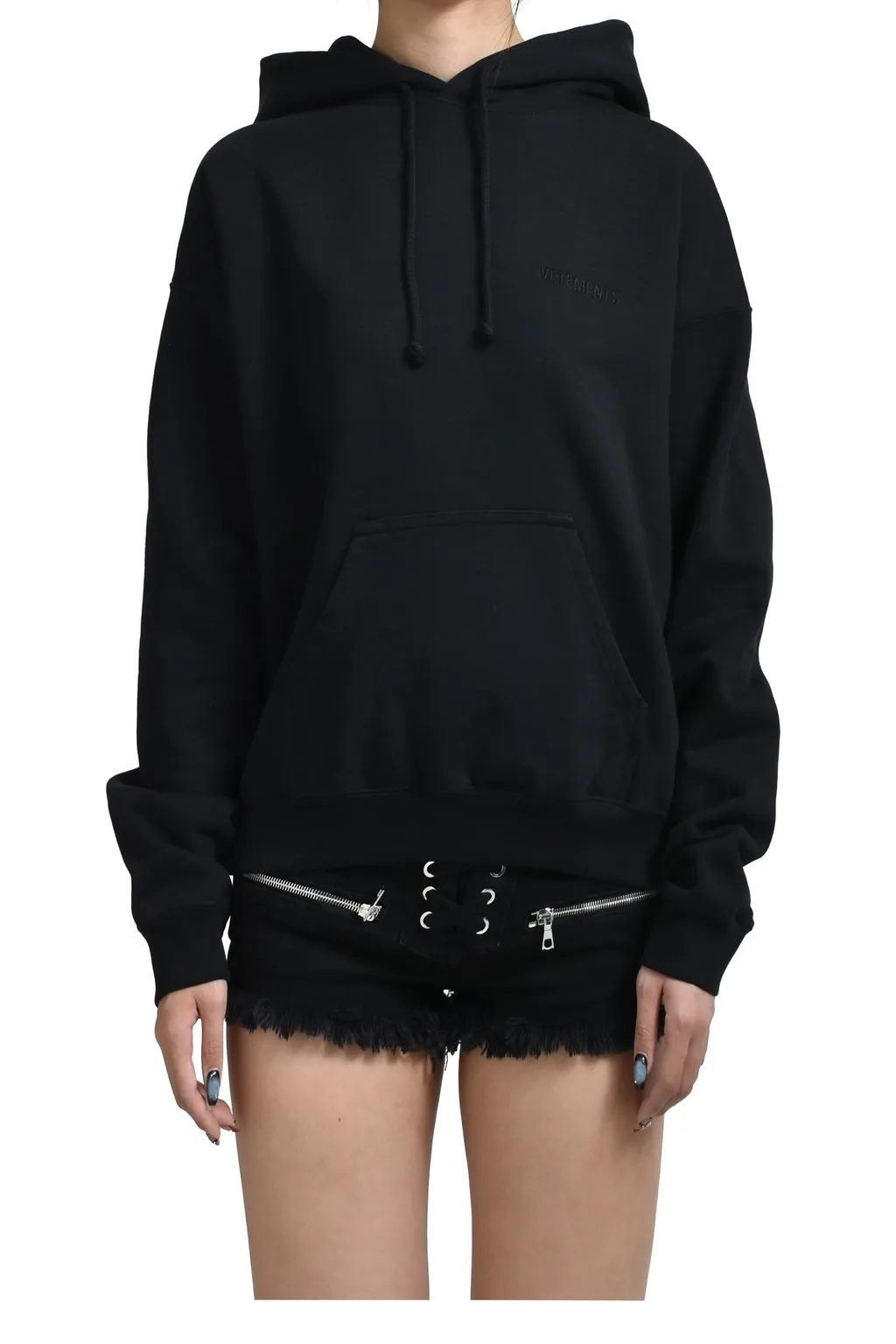 Logo Fitted Hoodie / Black