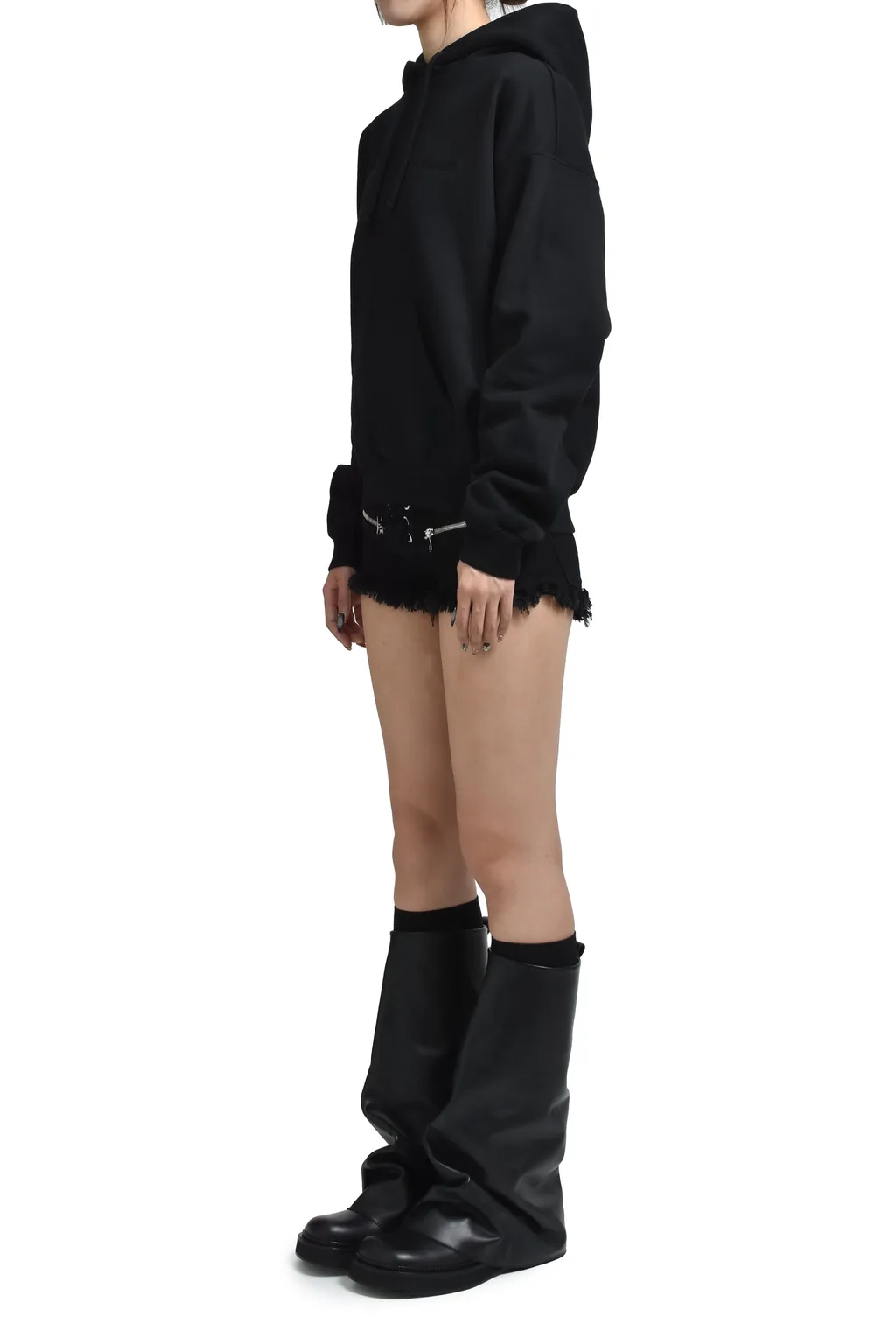 Logo Fitted Hoodie / Black