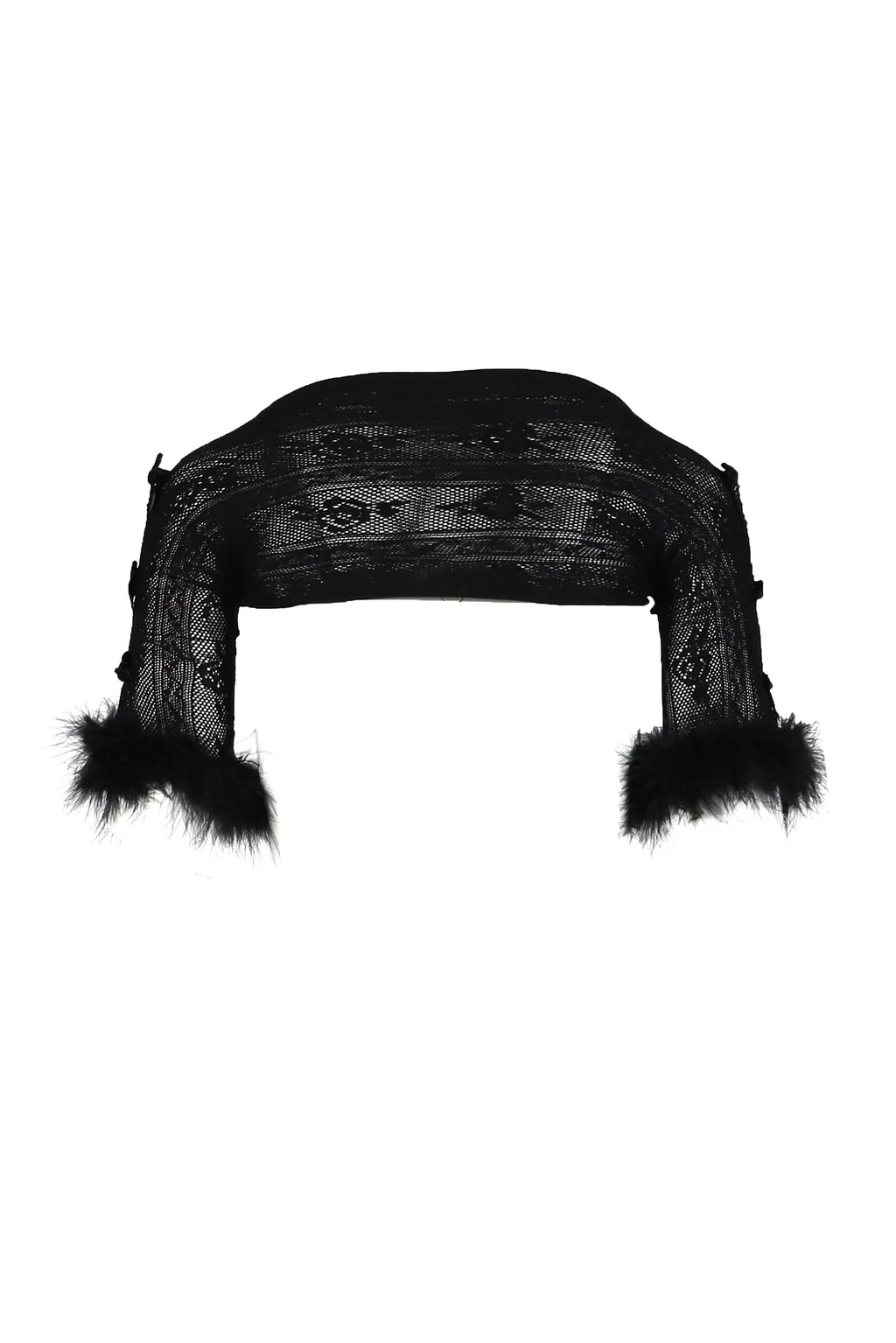 Black Ostrich Feather Lace Shrug / Blk