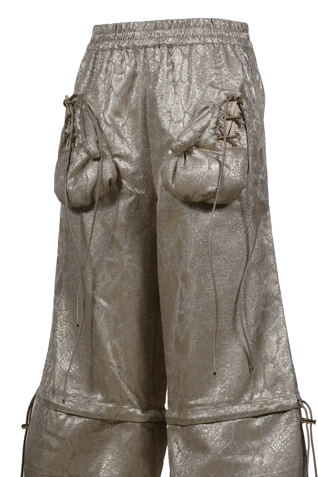 Gold Python Pattern Detachable Boxing Glove Pants / Gld