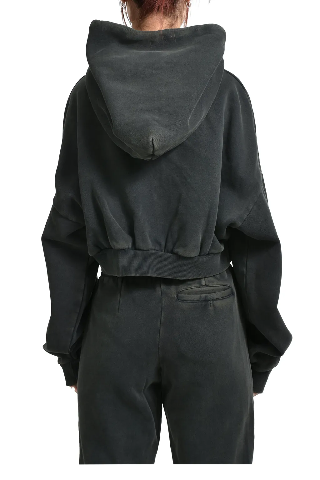 Cropped Heavy Hood / Washedblk