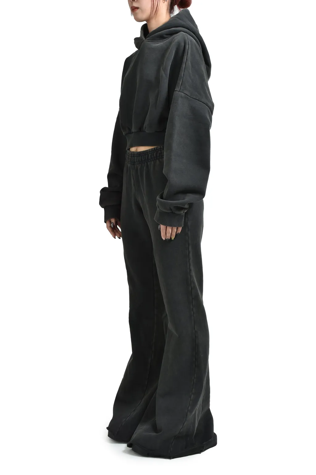 Cropped Heavy Hood / Washedblk
