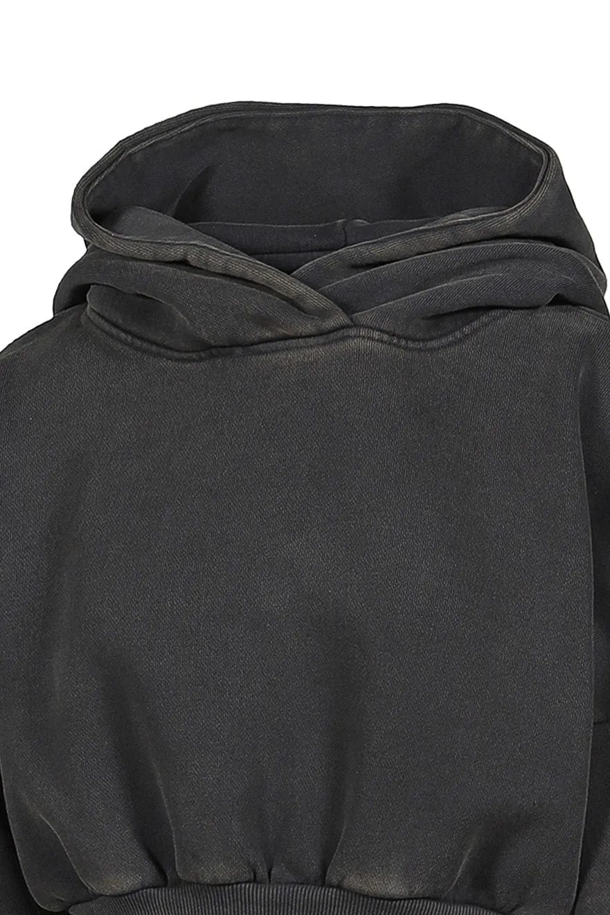 Cropped Heavy Hood / Washedblk
