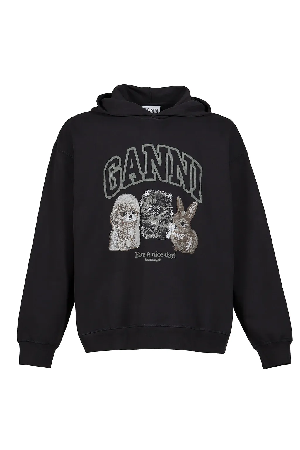 Isoli Oversize Animals Crop Hoodie / Phantom