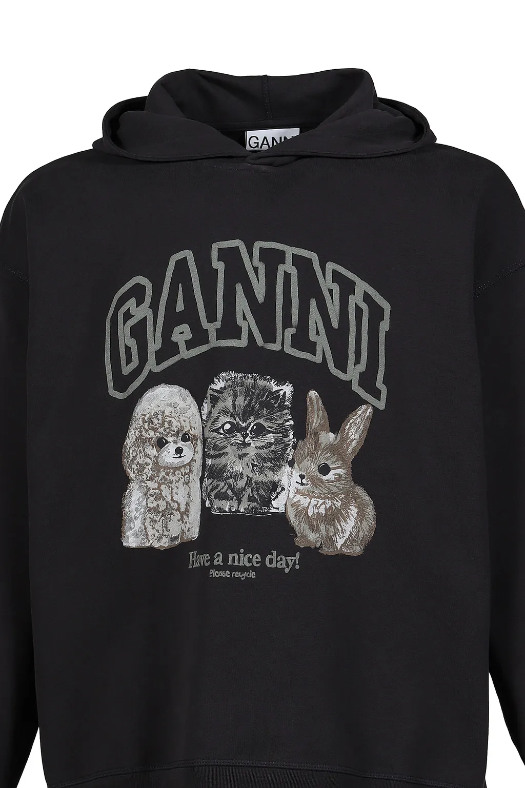 Isoli Oversize Animals Crop Hoodie / Phantom