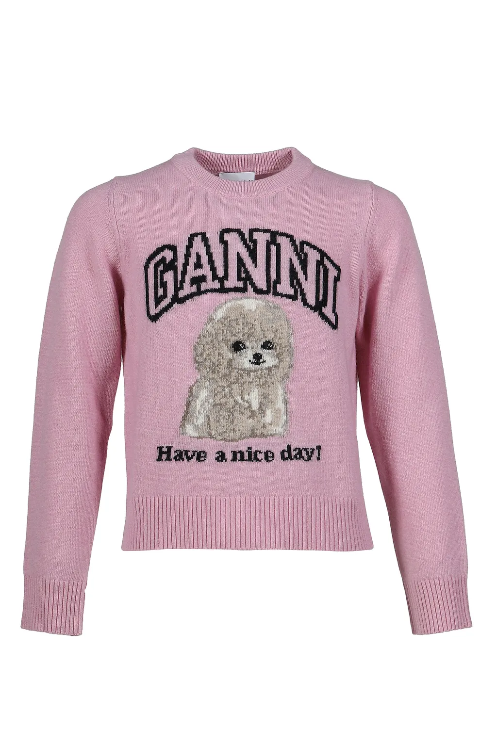 Graphic Wool Mix Poodle Crewneck / Chalk Pnk