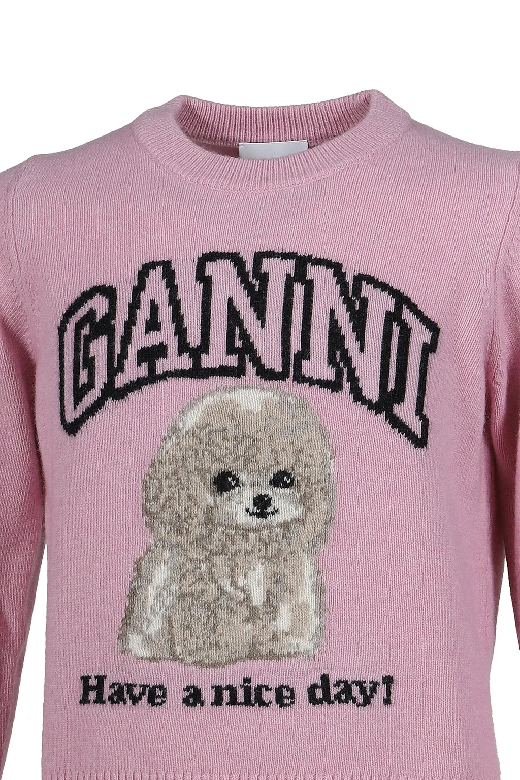 Graphic Wool Mix Poodle Crewneck / Chalk Pnk