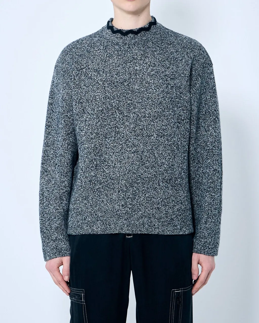 Nomarythm Textile Mock Neck Knit Sweater